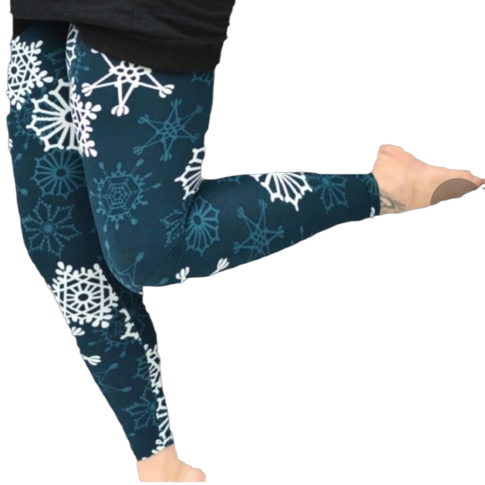 LEGGINGS DEPOT Snowflake Christmas Full Length Leggings Size 12 NWT